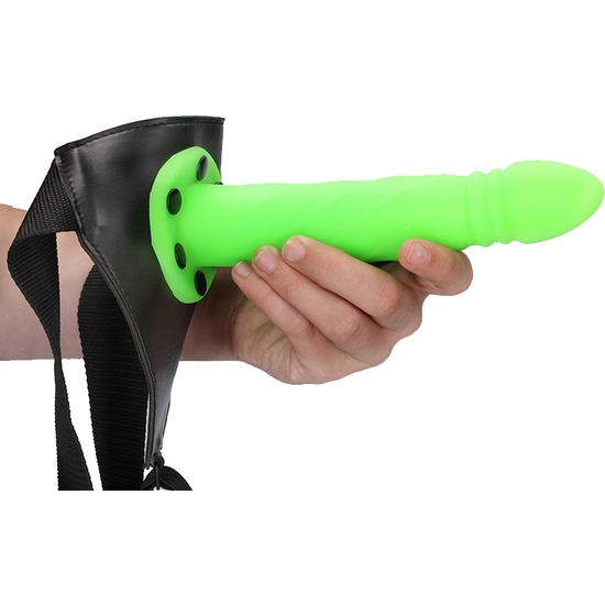 OUCH!-STRAP-ON CREUX TRESSÉ - 8/20 CM - GLOW IN THE DARK