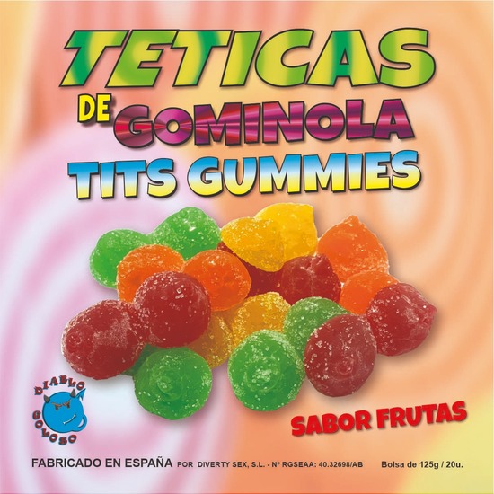 BOÎTE DE SEINS SUCRE SAVEUR DE FRUITS Gummy BOX 6 COULEURS ET SAVEURS FABRIQUÉES EN ESPAGNE